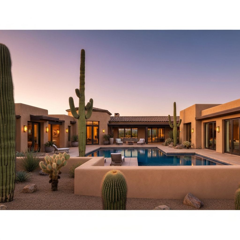 Luxury Scottsdale desert home at sunset